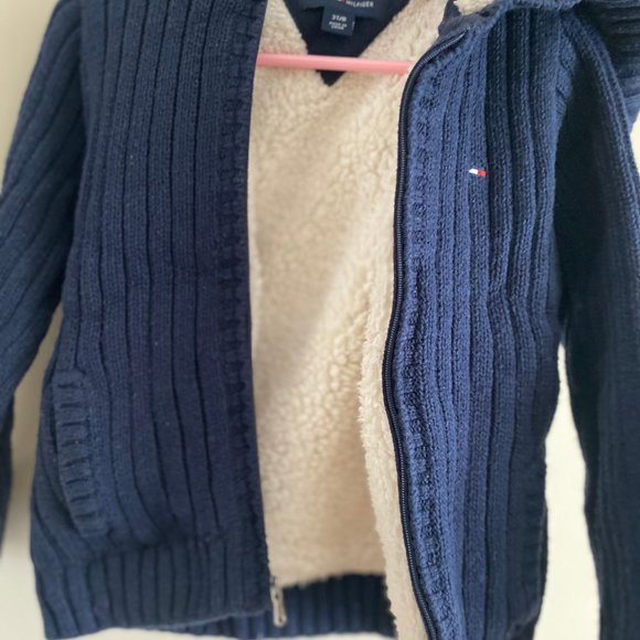 Tommy Hilfiger Blue sweater Jacket, Sherpa lined - Picture 2 of 5